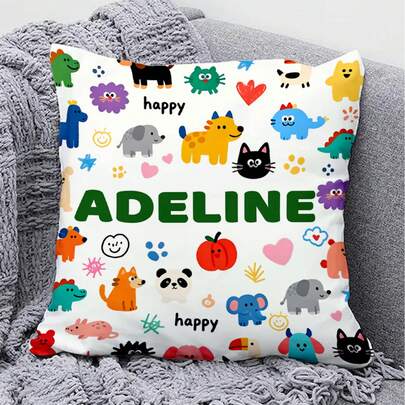 1pc Customizable Personalized Text Printed Throw Pillow Cover, Double-Sided Customized Text Pillow Cover, Suitable For Mother's Day/Father's Day/Thanksgiving/Teacher's Day, Custom Pattern Pillow Cover, A Great Gift For Family And Friends