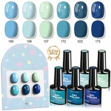 Limegirl 6-Farben Gel Nagellack Set, schnelltrocknend und langanhaltend, sanfte Frühlingsfarben in Violett, Kirschblütenpollen, Babyblau, Dream Town Serie, Macaron hell und sanftes Nagellack Set für Frauen als Geschenk. - Verschiedenfarbig - Übersicht 2