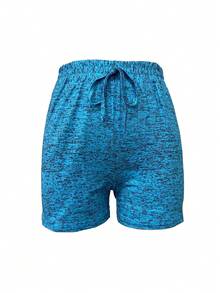 Plus Size Gradient Color Sexy Fitted Beach Sports Shorts Vacation Summer - Sky Blue - View 3