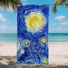 1条艺术星空沙滩巾，超柔软超细纤维特大号沙滩毯，高吸水性浴巾，适合旅行、游泳池、潜水、冲浪、瑜伽、露营，多种尺寸可选，沙滩必备配件 - D - 查看 4