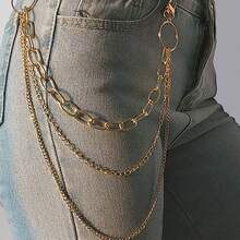 1pc Women's Summer Beach Waist Chain/Gold Waist Belt, Millennium Accessories Waist Chain, Pants Chain, Multi-Layer Sun & Moon Chain Waist Belt, Beach Dress Body Chain, Metal Waist Chain, Boho Waist Beads Pants Chain, Silver Waist Chain, Body Jewelry, Gothic Style Accessories, Western Style Gold Chain Waist Belt, Daily Commute Waist Sash Dress Accessory, Suitable For Daily Gatherings And Vacationsy2k - A - View 4