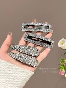 2pcs Rhinestone Hair Clips, Bangs Clips, Side Bangs Clips, Water Drop Hair Clips,Summer,Holiday,Travel - Multicolor - View 7