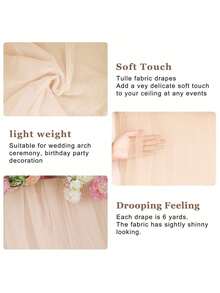 1 Roll Champagne Color Large Size 2.46ft*164.04ft DIY Tulle Bridal Veil, Mosquito Net, Handmade Sewing Wedding Decor, Photography Backdrop Fabric, Suitable For Wedding Decoration, Party, Birthday, Home, Outdoor - H-Champagne - View 10