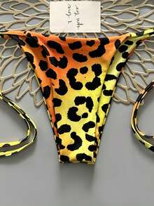 2025新款女士性感豹纹比基尼两件式泳衣度假沙滩装 - 黃色 - 查看 3