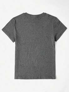 2026 Cartoon Letter Graphic Print T Shirt, Short Sleeve Crew Neck Casual Top For Summer & Spring, Women' T-Shirt.Spring - 深灰色 - 查看 2