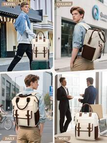 15.6 Inch Multi-Function Backpack, Laptop Bag For Men & Women, Suitable For Work, School, Teachers, Nurses, With USB Charging Port, Waterproof Travel Backpack, Business Commute Casual Daily Backpack, White - Multicolor - View 6