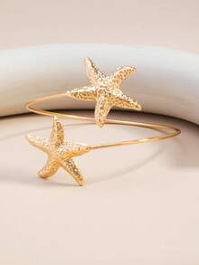 1pc Starfish Themed Minimalist Elegant Versatile Arm Cuff Accessory - Gold - View 2