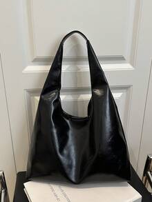 Bolso de hombro de mujer de gran capacidad y unicolor vintage, bolso cruzado multifuncional, bolso de mano, bolso cruzado de gran capacidad, bolso de trabajo casual (el color y la imagen pue - Negro 5 - Ver 11