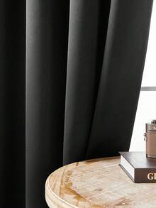 1片/2片装窗帘，遮光窗帘，隔热，不透光窗帘，带孔眼，遮光，防紫外线，卧室客厅室内装饰，隔热遮光窗帘 - 重型遮光带孔眼窗帘，适用于卧室和客厅，保护隐私和调节温度的窗帘，客厅窗帘 - 黑色 - 查看 5