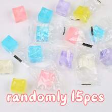 5 piezas/10 piezas/15 piezas/20 piezas Juguetes antiestrés para apretar cubos de hielo, cubos de hielo falsos de sal marina de rebote rápido y transparentes para aliviar el estrés - Multicolor - Ver 10