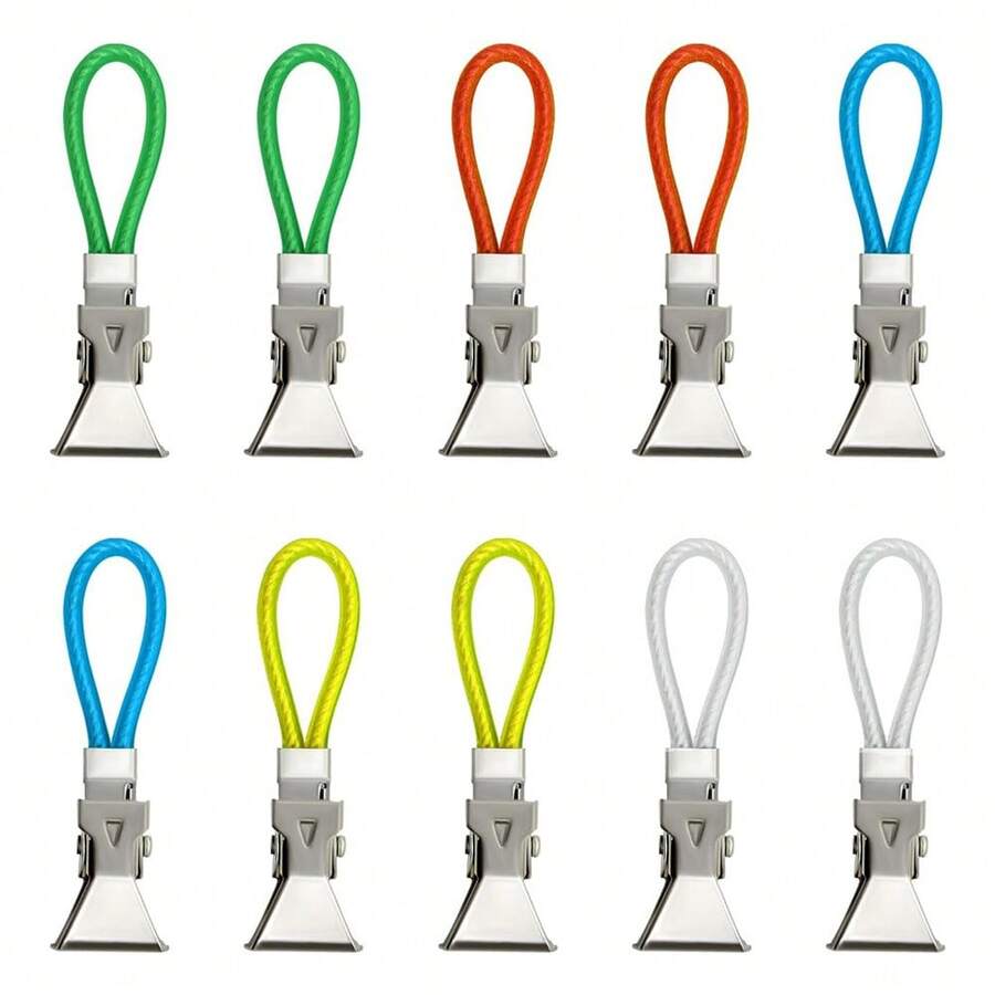 10pcs Towel Clips, Tea Towel Hook, Kitchen Towel Clips, Multi-Coloured Metal Hanging Kitchen Clips, For Kitchen, Cabinets And Bathrooms (5 Colours) - Multicolor - View 1
