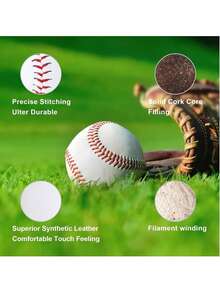 1个9英寸软PVC棒球，棒球棒训练球 - 白色 - 查看 6