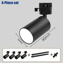 Conjunto de luminária de teto com trilho, lâmpada GU10, embutida, em alumínio preto + PC, AC85-265V, giratória 180°, preto/branco, com trilho (inclui trilho e acessórios de conexão), ideal para quarto/escritório/sala de estar/closet/vitrine/showroom/loja/galeria/corredor/sala de jantar/loja de roupas/bar. - Preto - Ver 25
