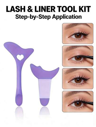 2 Pieces Of Multi-Functional Makeup Tools, Including A Silicone Eyeliner Mold, Mascara Holder, Eyeliner Brush And Mascara Protective Cover. This Eye Makeup Accessory Is Specially Designed For Beginners And Makeup Experts.