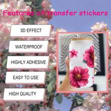 6pcs/Set 16oz Cup UV Protection DTF Wrap - Floral Bloom Design Spring/Summer Theme Sublimation Sticker, Motivational Quote, Creative Mother's Day Gift Idea, Waterproof Decal DIY - Flower Bloom Design - View 9