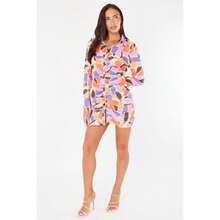elaina fashion Multicolour Ruched Shirt Dress – Long Sleeve Button Front - Multicolor - View 4