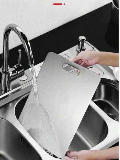 MiLaiWP 1 Set High Quality Stainless Steel Cutting Board, Double-Sided Stainless Steel Chopping Board, Multi-Function Large Size Pastry Board - Durable, Easy To Clean, Essential For Kitchen, Space-Saving, Anti-Rust, Suitable For Food