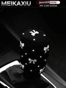 MEIKAXIU 1 pieza Cubierta de volante redonda cómoda con lazo brillante dorado, accesorios de decoración para automóvil para mujeres - Cubierta de entrepierna con lazo estampado en oro - Ver 7