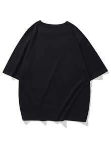 100% Premium Short Sleeve T-Shirt For Men, Stylish Casual Crew Neck T-Shirt, Versatile And Attractive Print, Men's Clothing-X - Black - View 3