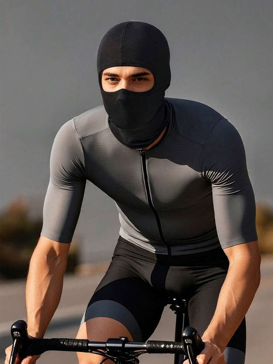 1 Stück, Herren Outdoor Radfahren Sonnenblende, schwarze Vollgesichtsmaske, elastisches Material, feuchtigkeitsableitend, staubdicht, schnelltrocknend, geeignet für Motorräder - Verschiedenfarbig - Übersicht 1