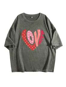 Jesus Healing Christian Printed T-Shirt, 1 Piece, 230g Washed, High-Quality Wax Printed Cotton Retro Fashion Brand T-Shirt, Suitable For Summer T-Shirt With A Certain Thickness, Holiday Gift - Unisex Plus Size Top-Valentine Gift - 綠色1 - 查看 1