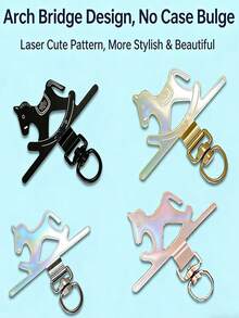 1个男女通用手机挂绳支架，不锈钢旋转半圆金属夹，超薄金属配件，适用于手机挂绳，防丢，耐用，适合所有季节户外露营旅行居家办公学校宿舍冬季生日礼物日常使用 - 彩色 - 查看 2