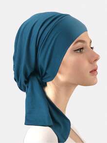 1顶女士褶皱棉质化疗帽，女士长尾头巾帽，适合日常使用 - 彩色 - 查看 25