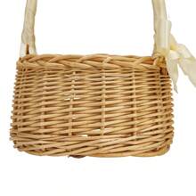 Wood Baskets Woven Hand-Held Wicker Cachepot For Flowers Girl Basket With Handle Wedding Home Decor - A - View 4