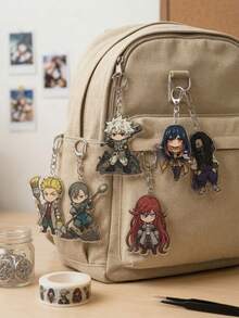 6pcs GACHIAKUTA Anime Character Acrylic Pendant , Zanka Nijiku/Rudo/Enjin/Riyo /Jabber /Amo Japanese Text Bag Charm, Cute Key Holder Accessories Fans Perfect Present - Multicolor - View 3