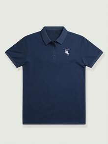 Áo Polo Golf Nam, Áo Polo Tay Ngắn In Họa Tiết Thời Trang Công Sở, Thiết Kế Cúc - Màu xanh hải quân - Xem 2