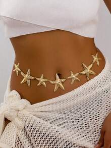 1 chiếc dây đeo eo hình sao biển thời trang, phụ kiện đi biển cho nữ, trang phục nghỉ mát sành điệu. - Vàng - Xem 4