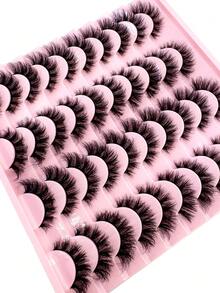 HBZGTLAD 20 Pairs Assorted Styles Fluffy Thick False Eyelashes, Natural Looking Cat Eye, Wispy, Fanned Out Lashes, Reusable For Daily Wear And Lash Practice - Black - View 2