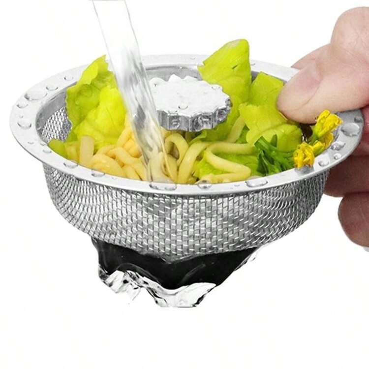 Kitchen Sink Strainer With Handle And Stopper, 3.3 Inch Stainless Steel Sink Drain Strainer Replacement, Durable Mesh Filter Basket Stopper Plug, Sink Protector, Food Waste Catcher, Kitchen Essentials, Home Maintenance, Silver Kitchenware - Silver - View 10