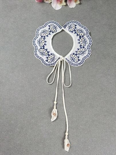 قلادة نسائية متعددة الألوان مطرزة بشكل راقي من البوليستر الصلب بطراز بوهيمي، قابلة للفصل، متعددة الاستخدامات لجميع المواسم