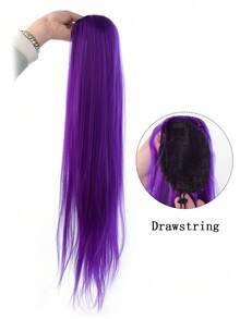 32 Inch Purple Ponytail Hair Extension, With Hair Clip Wig, Drawstring Wig, Soft And Natural Synthetic Wig, Suitable For Women To Wear - Multicolor - View 15