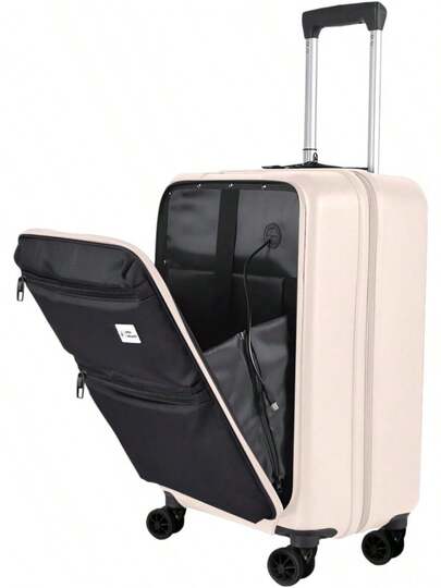 RED VELVET Maleta Carry On de Cabina Rígida de Viaje, con Puerto USB, Candado de  TSA Integrado y Ruedas Dobles 360 ° . Equipada con Acceso Frontal para Laptop y Tablet. (BEIGE)