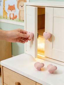 2个陶瓷心形橱柜把手，抛光金属表面，粉色心形抽屉拉手，适用于橱柜、家具和鞋架 - 彩色 - 查看 1