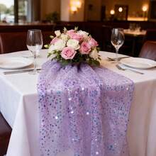 1 件装炫彩亮片桌旗，闪亮金属金色奢华桌布，美人鱼主题派对、圣诞节、迎婴派对、婚礼、生日派对 - 彩色 - 查看 4