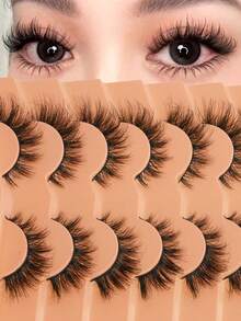 Accesorios de maquillaje de ojos encantadores de Lina - 7 pares de pestañas postizas naturales y esponjosas, pestañas de visón sintético 3D con rizo C para maquillaje de ojos natural, reutilizables | La tienda tiene varios productos de pestañas: pestañas de ojo de gato, pestañas naturales, pestañas manga, pestañas de tira media, sets de pestañas, racimos de pestañas, pestañas individuales, pestañas inferiores, suministros para técnicos de pestañas, libros de pestañas, pestañas esponjosas, etc. - Pestañas Fluffy - Ver 7