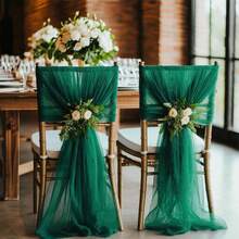 Elegant Dark Green Mesh Fabric, Creating A Graceful High-Quality Mesh Decorative Sheer Fabric, Rectangular Soft Draping Material With High Flexibility, Suitable For Wedding Embroidery Decor, Anniversary, Graduation Ceremony, Housewarming, Bachelor Party, Luxury Events, Reception, Party Backdrop, Indoor & Outdoor Activities, Engagement, Wedding Party, Classic Curtain, Thanksgiving, Christmas, Halloween - View 5