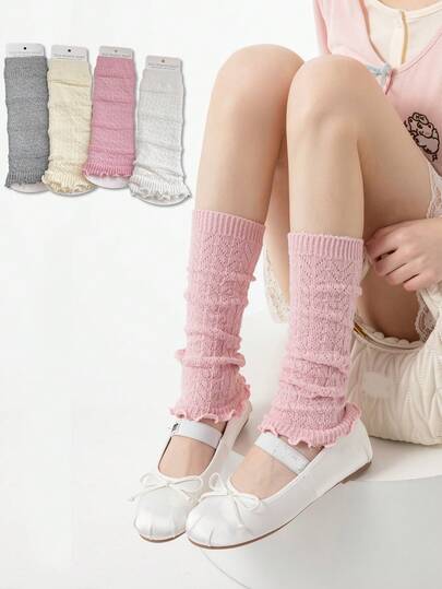 1 Pair Women's Leg Warmers, Lightweight Knitted Solid Color Leg Warmers, Slimming Stylish Ankle Leg Warmers For Spring/Summer