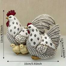 1pc Resin Rooster & Hen Sculpture, Cute Chicken Art Decor, Home & Outdoor Tabletop Decoration, Garden Lawn & Patio Statue, Thanksgiving Decor, No Electricity Needed, Animal Themed - A - View 5