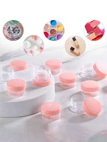 50/20/10pcs Transparent Cosmetic Empty Sample Jars, 5g Plastic Containers, Multi-Color Suitable For Creams, Lotions, Lipsticks, Eyeshadows, Nail Powders, Jewelry, Compact & Portable, Reusable, Travel Accessories