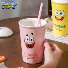 Cana ceramică cu capac și pai cu tema "Cea mai bună zi din lume!" a lui SpongeBob SquarePants, băutură de colecție autorizată oficial de Nick Kids Channel, cană de călătorie distractivă Schwammkopf, cadou de ziua de naștere și Crăciun pentru fanii bărbați și femei, alegere ideală pentru birou și bucătărie de acasă, suvenir, imprimare rezistentă la decolorare, pai reutilizabil - Multicolor - Vizualizare 5