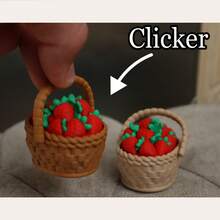 Jouet de panier à fraises imprimé en 3D mignon et réaliste, convient pour le soulagement du stress, la mini décoration, l'affichage en supermarché, les loisirs créatifs, l'ornement de bureau, la décoration de tableau de bord de voiture, les cadeaux de fête et les cadeaux de vacances - Multicolore - Voir 1