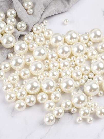 150/300pcs Vory Faux Pearls, Plastic Beads For Vases, Pearl Vase Filler For Centerpiece, Floating Candles, Home Party Table Wedding Decor, Makeup Brush Beads, 8/14/20mm