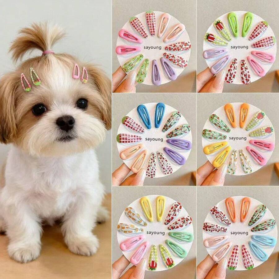 5pcs/10pcs/15pcs/20pcs Jepit Rambut Hewan Peliharaan Mini, Jepit Rambut Anjing Motif Polkadot Lucu Warna Permen, Aksesori Rambut Kucing, Jepit Rambut Warna Polos, Jepit Rambut Kartun, Set Aksesori Rambut Hewan Peliharaan dengan Motif Bunga Kotak-kotak, Berbagai Gaya dan Warna - MultiWarna - View 1