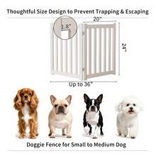 Thickened Solid Wooden Independent Dog Door For Pet Fence, No Assembled Pet Door Indoors, 24 "High X 108" W Ultra Wide Foldable Puppy Barrier Fence, Stairway Pet Isolation Fence - 白色 - 查看 16