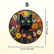 1件装奇幻花园守护猫木制拼图，不对称动物造型木制拼图，装饰艺术品，桌面益智拼图，独特的儿童教育拼图，节日礼物，成人木制拼图，返校礼物，母亲节礼物，生日礼物 - 彩色 - 查看 10