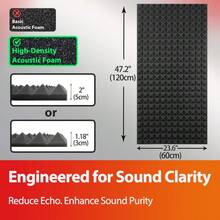 Tấm xốp cách âm TOUO Sound Dampening Acoustic Foam, 1-4 tấm hình chóp, kích thước 47.2"X23.6", dùng để cách nhiệt tường cho phòng thu âm tại nhà hoặc KTV. - Kim tự tháp - Xem 3